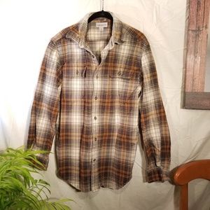 Carhartt Men's Casual Plaid Shirt in Brown and White